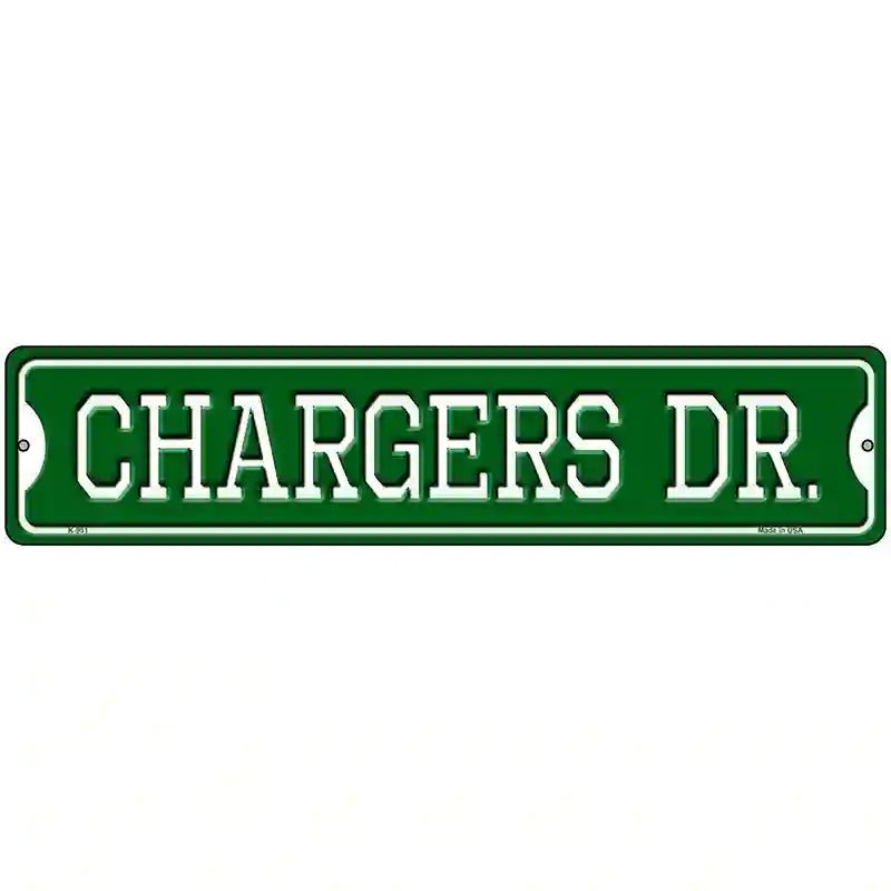 Chargers Dr Novelty Metal Street Sign 18" x 4" (K)