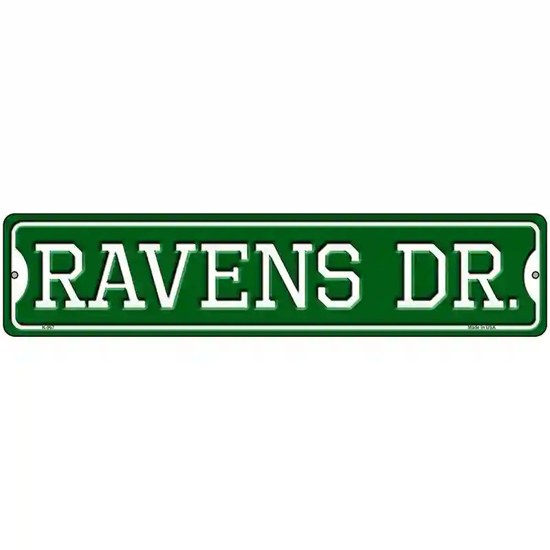 Ravens Dr Novelty Metal Street Sign 18" x 4" (K)