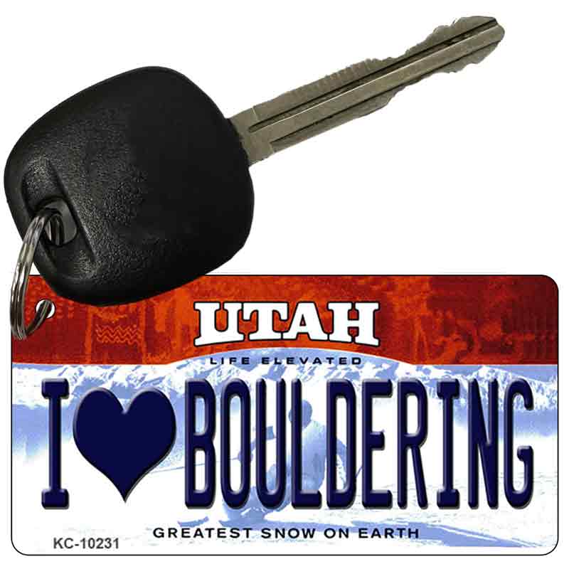 I Love Bouldering Utah State License Plate Tag Key Chain KC-10231