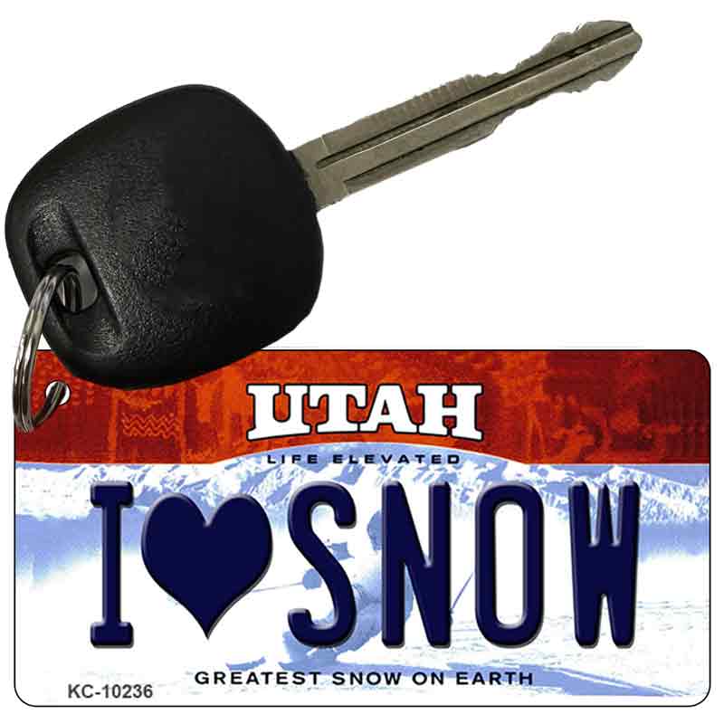 I Love Snow Utah State License Plate Tag Key Chain KC-10236