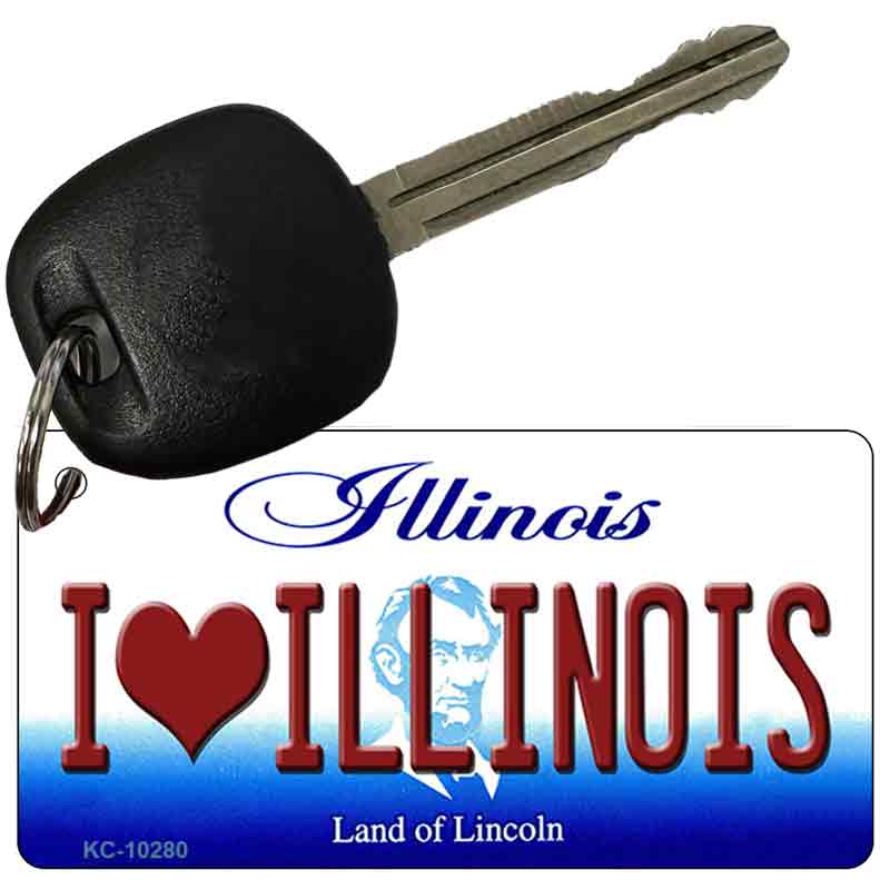 I Love Illinois State License Plate Tag Key Chain KC-10280