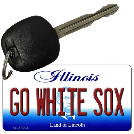 Go White Sox Illinois State License Plate Tag Key Chain KC-10294