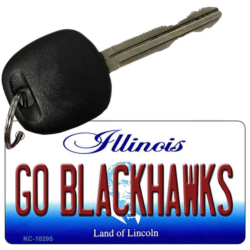 Go Blackhawks Illinois State License Plate Tag Key Chain KC-10295