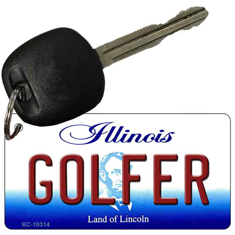 Golfer Illinois State License Plate Tag Key Chain KC-10314