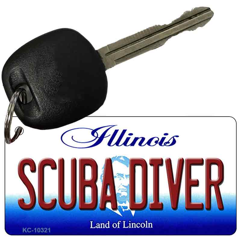 Scuba Diver Illinois State License Plate Tag Key Chain KC-10321