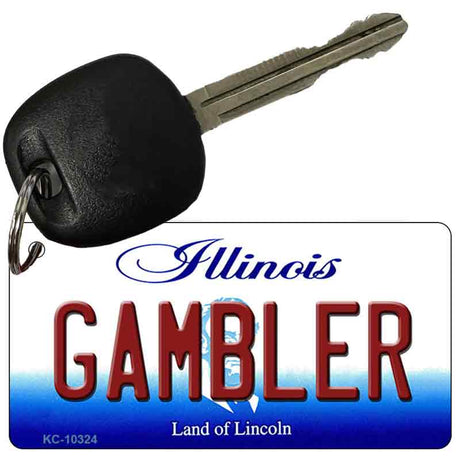 Gambler Illinois State License Plate Tag Key Chain KC-10324