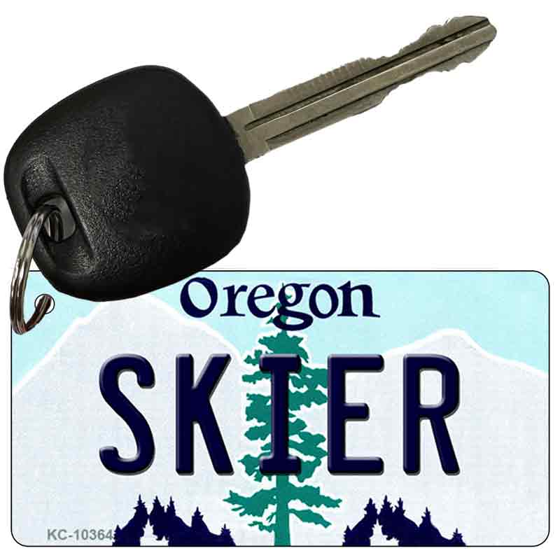 Skier Oregon State License Plate Tag Key Chain KC-10364