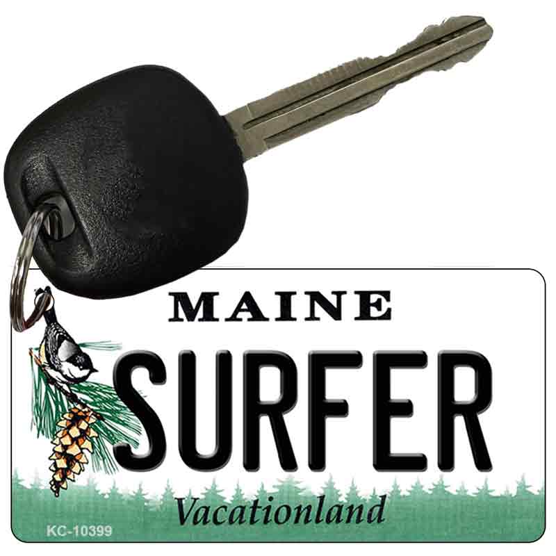 Surfer Maine State License Plate Tag Key Chain KC-10399