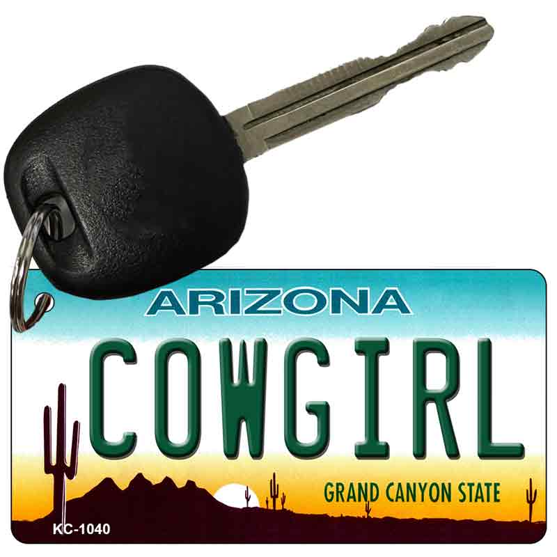 Cowgirl Arizona State License Plate Tag Key Chain KC-1040