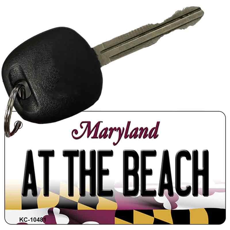 At The Beach Maryland State License Plate Tag Key Chain KC-10481