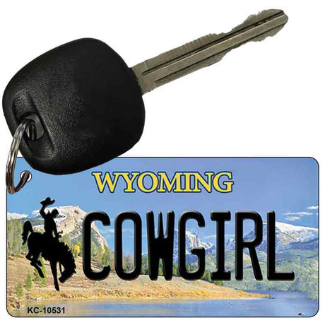 Cowgirl Wyoming State License Plate Tag Key Chain KC-10531