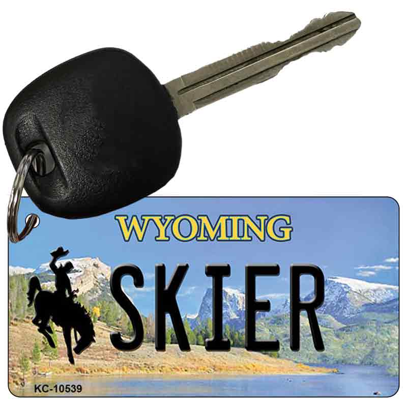 Skier Wyoming State License Plate Tag Key Chain KC-10539