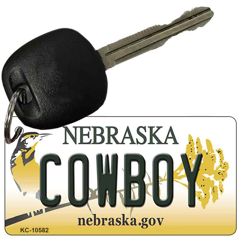 Cowboy Nebraska State License Plate Tag Novelty Key Chain KC-10582