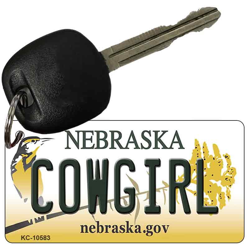 Cowgirl Nebraska State License Plate Tag Novelty Key Chain KC-10583