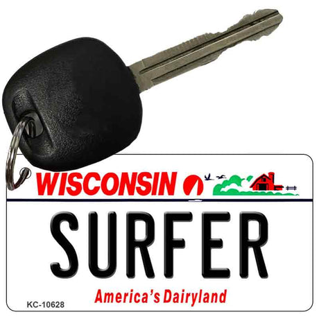 Surfer Wisconsin License Plate Tag Novelty Key Chain KC-10628