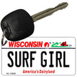 Surf Girl Wisconsin License Plate Tag Novelty Key Chain KC-10629