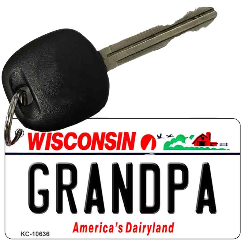 Grandpa Wisconsin License Plate Tag Novelty Key Chain KC-10636