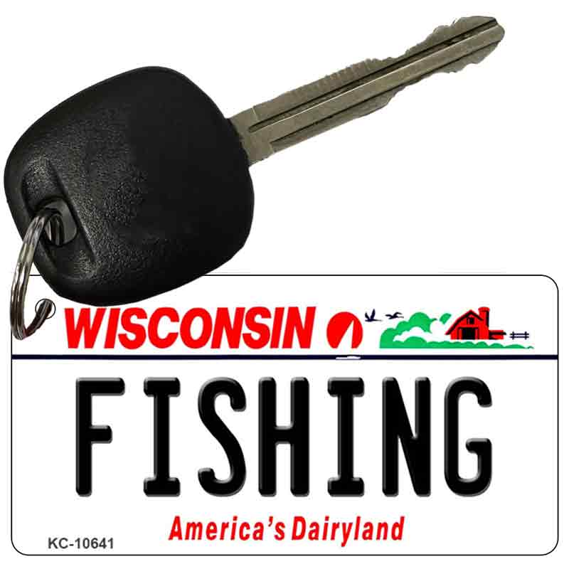 Fishing Wisconsin License Plate Tag Novelty Key Chain KC-10641