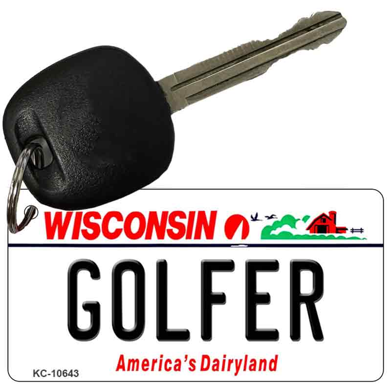 Golfer Wisconsin License Plate Tag Novelty Key Chain KC-10643