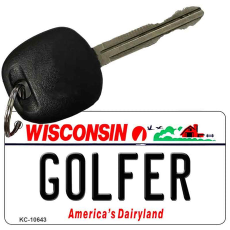 Golfer Wisconsin License Plate Tag Novelty Key Chain KC-10643