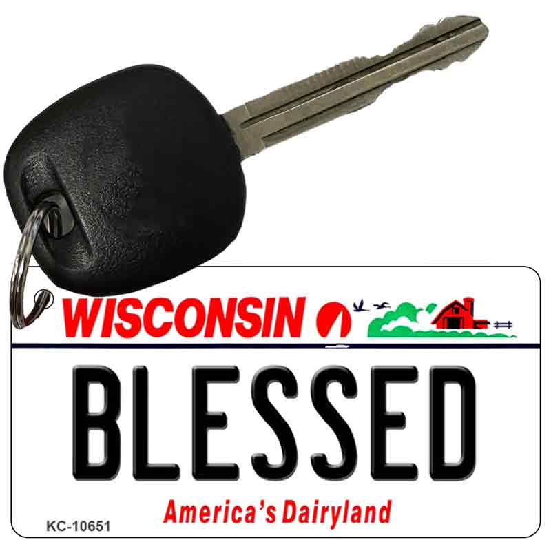 Blessed Wisconsin License Plate Tag Novelty Key Chain KC-10651