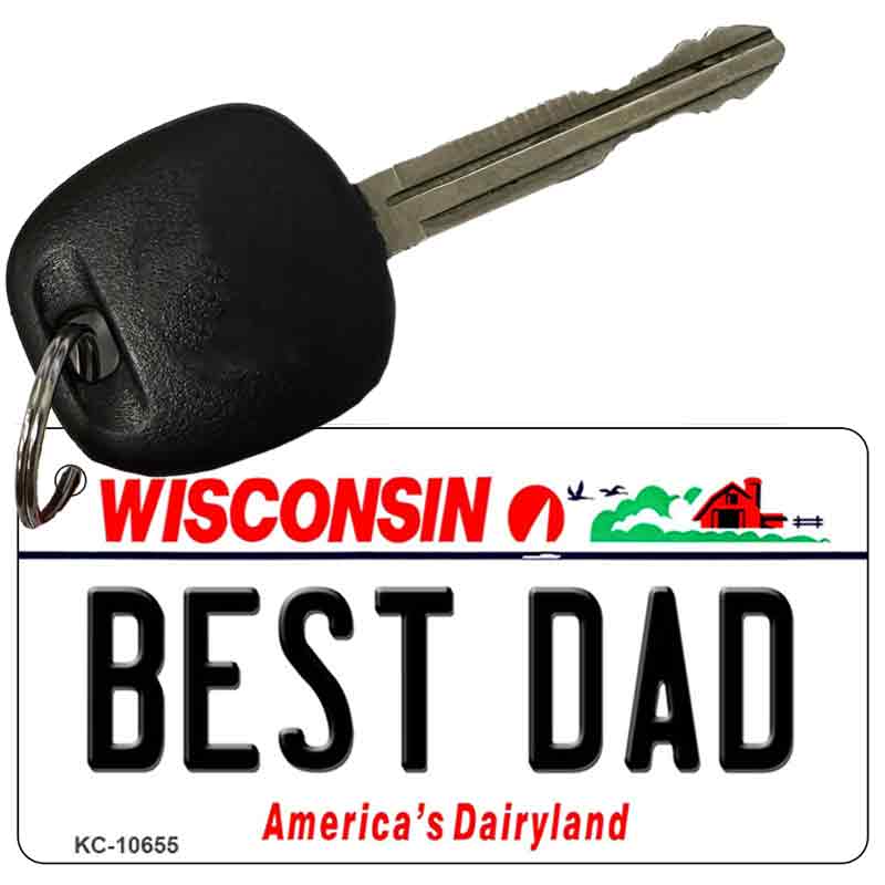 Best Dad Wisconsin License Plate Tag Novelty Key Chain KC-10655