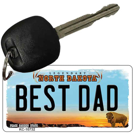 Best Dad North Dakota State License Plate Tag Key Chain KC-10732