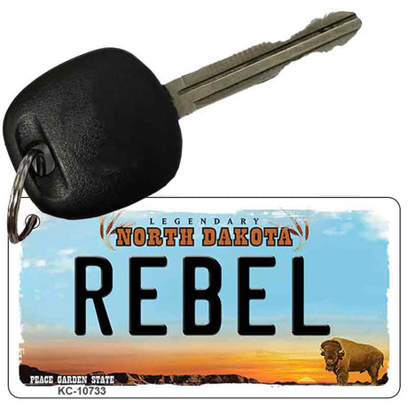 Rebel North Dakota State License Plate Tag Key Chain KC-10733