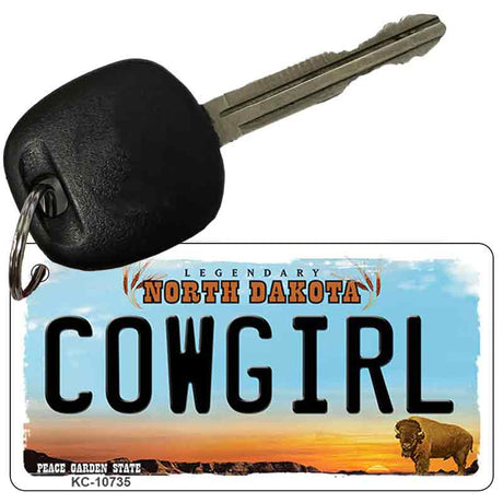 Cowgirl North Dakota State License Plate Tag Key Chain KC-10735