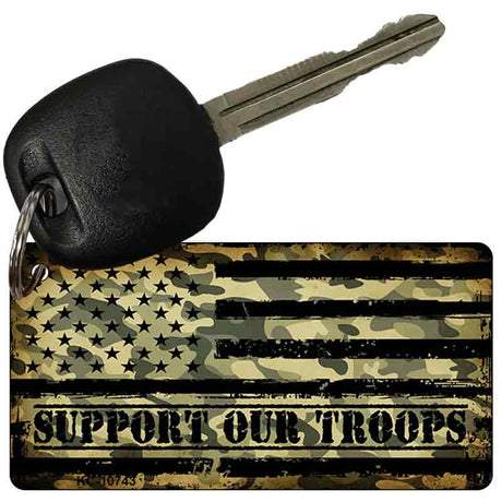 Camo American Flag Support Troops Novelty Metal Key Chain KC-10743