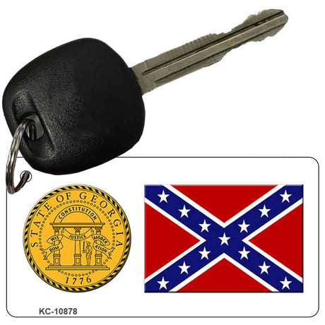 Confederate Flag Georgia Seal Novelty Metal Key Chain KC-10878