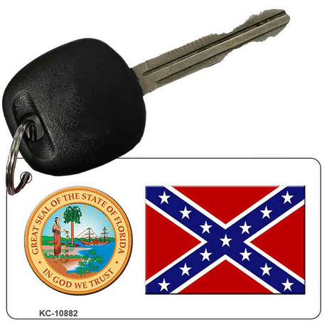 Confederate Flag Florida Seal Novelty Metal Key Chain KC-10882