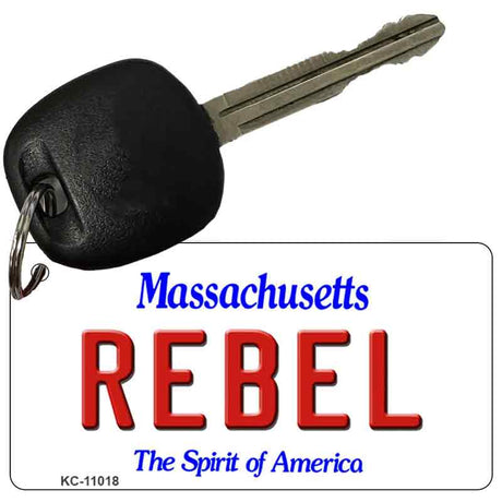 Rebel Massachusetts State License Plate Tag Key Chain KC-11018