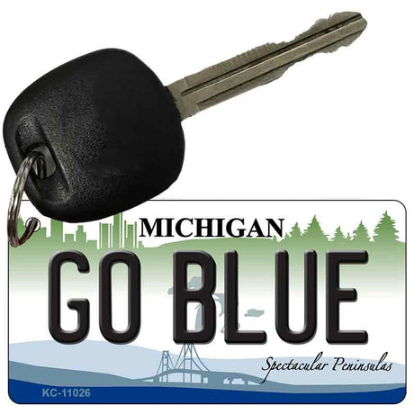 Go Blue Michigan State License Plate Tag Novelty Key Chain KC-11026