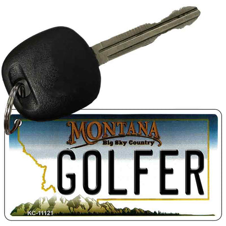 Golfer Montana State License Plate Tag Novelty Key Chain KC-11121