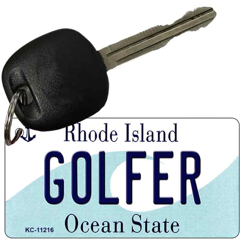 Golfer Rhode Island License Plate Tag Novelty Key Chain KC-11216