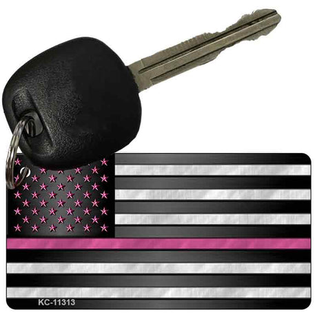 Thin Pink Line With Pink Stars Novelty Metal Key Chain KC-11313