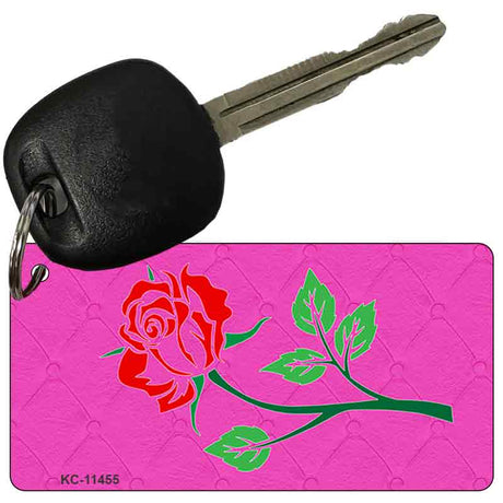 Illustrated Rose On Pink Chaise Lounge Novelty Metal Key Chain KC-11455