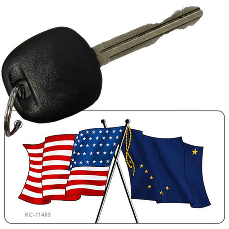 Alaska Crossed US Flag Novelty Metal Key Chain KC-11463