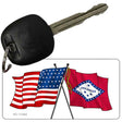 Arkansas Crossed US Flag Novelty Metal Key Chain KC-11464