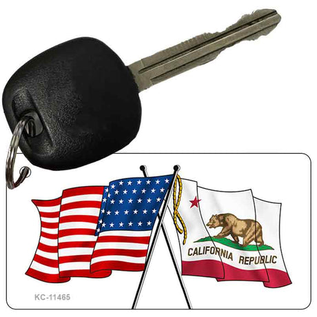 California Crossed US Flag Novelty Metal Key Chain KC-11465