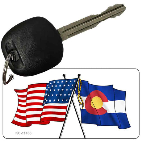 Colorado Crossed US Flag Novelty Metal Key Chain KC-11466