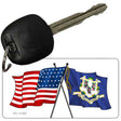 Connecticut Crossed US Flag Novelty Metal Key Chain KC-11467