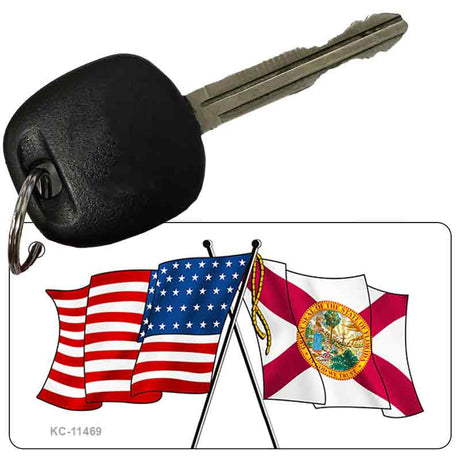 Florida Crossed US Flag Novelty Metal Key Chain KC-11469