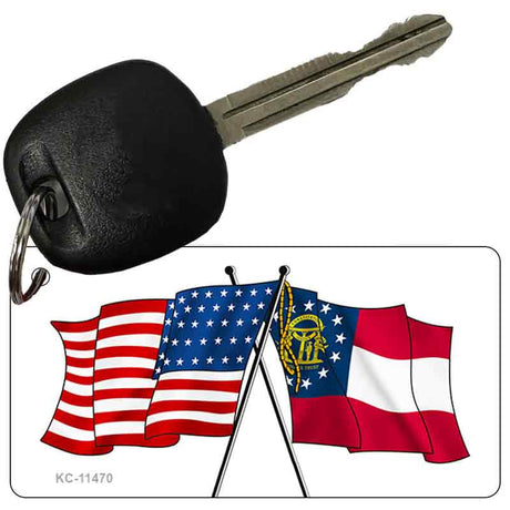 Georgia Crossed US Flag Novelty Metal Key Chain KC-11470