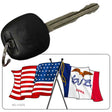 Iowa Crossed US Flag Novelty Metal Key Chain KC-11475