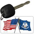 Louisiana Crossed US Flag Novelty Metal Key Chain KC-11478