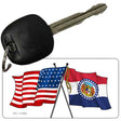 Missouri Crossed US Flag Novelty Metal Key Chain KC-11485