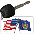 New York Crossed US Flag Novelty Metal Key Chain KC-11492