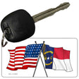 North Carolina Crossed US Flag Novelty Metal Key Chain KC-11493